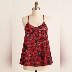 Rock & Republic Razor Back Tank Speghett Strap Flowy Red and Black Size Medium